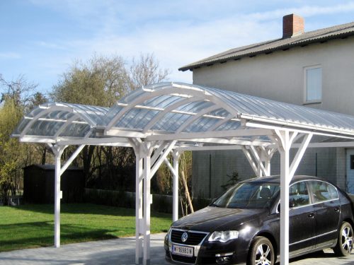 Elegant: Carport / Doppel-Carport in Lärche Weiß geölt