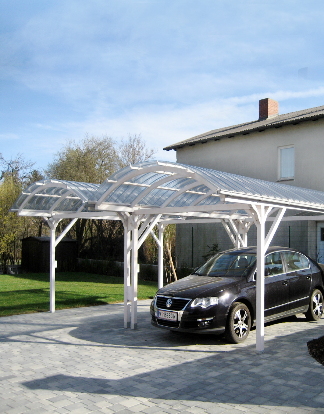 Carport 2 Elegant: Carport / Doppel-Carport in Lärche Weiß geölt
