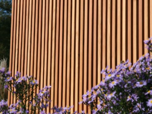 Natürlich Holz: Leistenwand aus Lärche für moderne Garten- und Terrassengestaltung