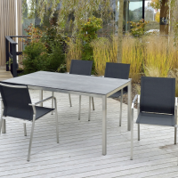 Gartentisch Manhattan aus Edelstahl mit Gartenstuhl Espanyol